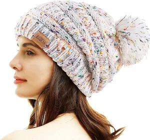 REDESS Women Winter Pom Pom Beanie Hat with Warm Fleece Lined