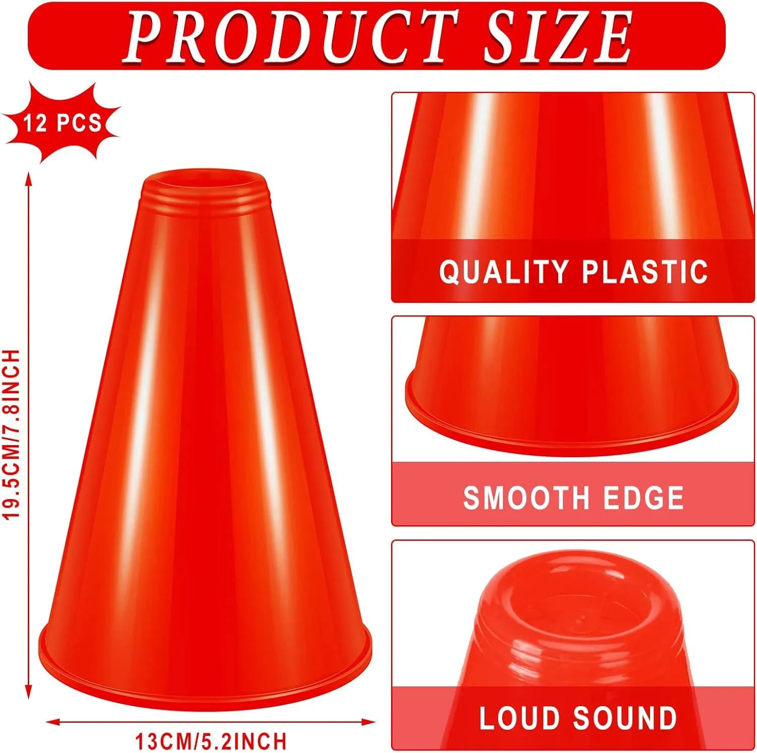 Sosation 24 Pieces Cheer Megaphone and Cheerleading Pom Poms for Noisemaker Party Favors Sports Cheering Megaphone Pompoms for Cheers Ball Dance Basketball Football Game Outdoor Activities