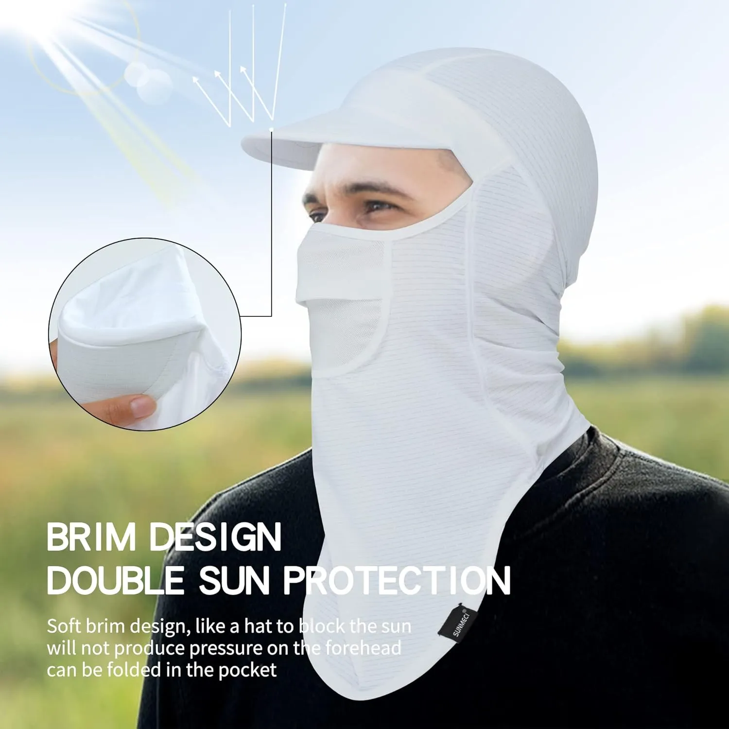 SUNMECI Balaclava Sun Protection Breathable Brim Full Face Mask Cooling Fishing Boating Cycling Sun Mask for Men Women
