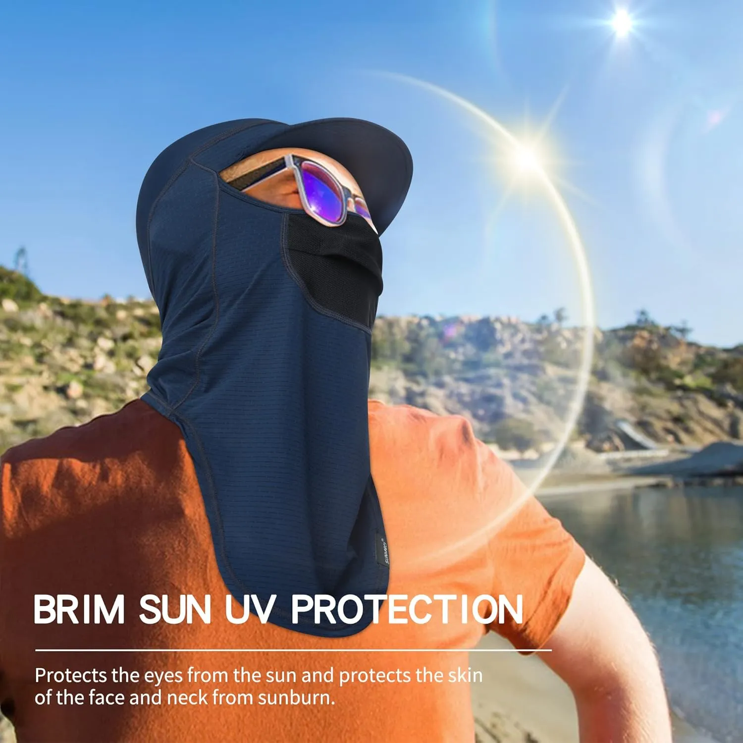 SUNMECI Balaclava Sun Protection Breathable Brim Full Face Mask Cooling Fishing Boating Cycling Sun Mask for Men Women