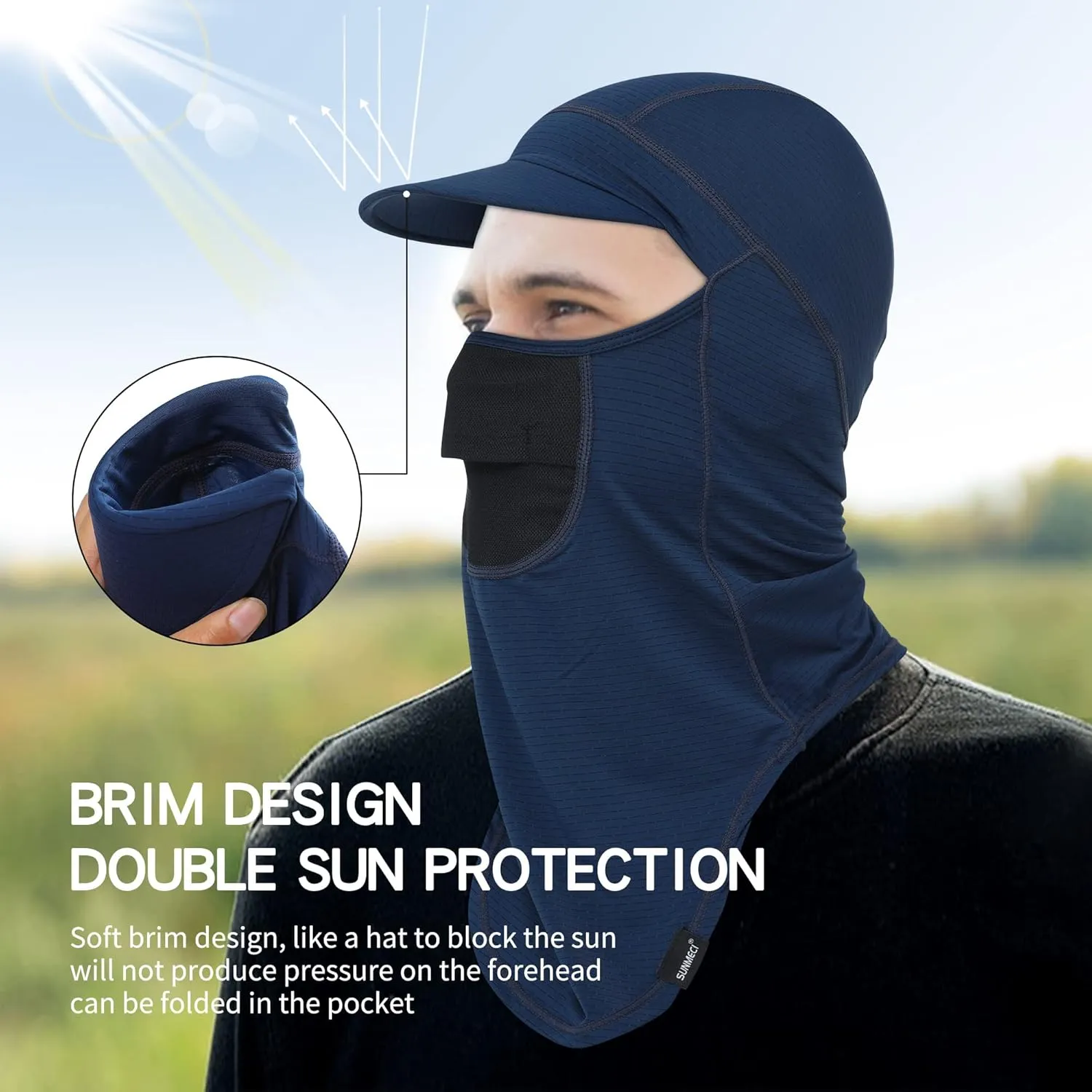 SUNMECI Balaclava Sun Protection Breathable Brim Full Face Mask Cooling Fishing Boating Cycling Sun Mask for Men Women