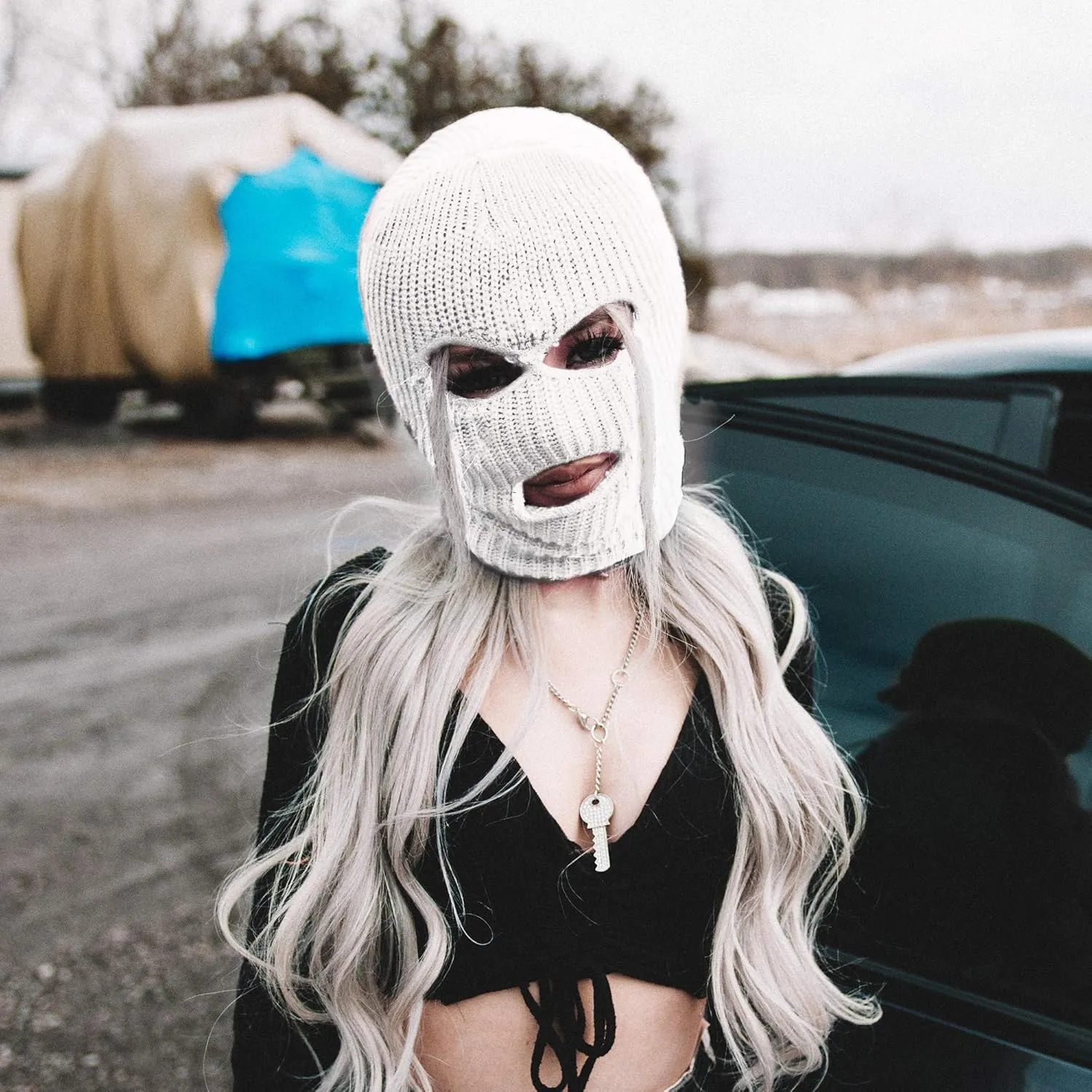 Super Z Outlet Knit Sew Acrylic Outdoor Full Face Cover Thermal Ski Mask One Size Fits Most