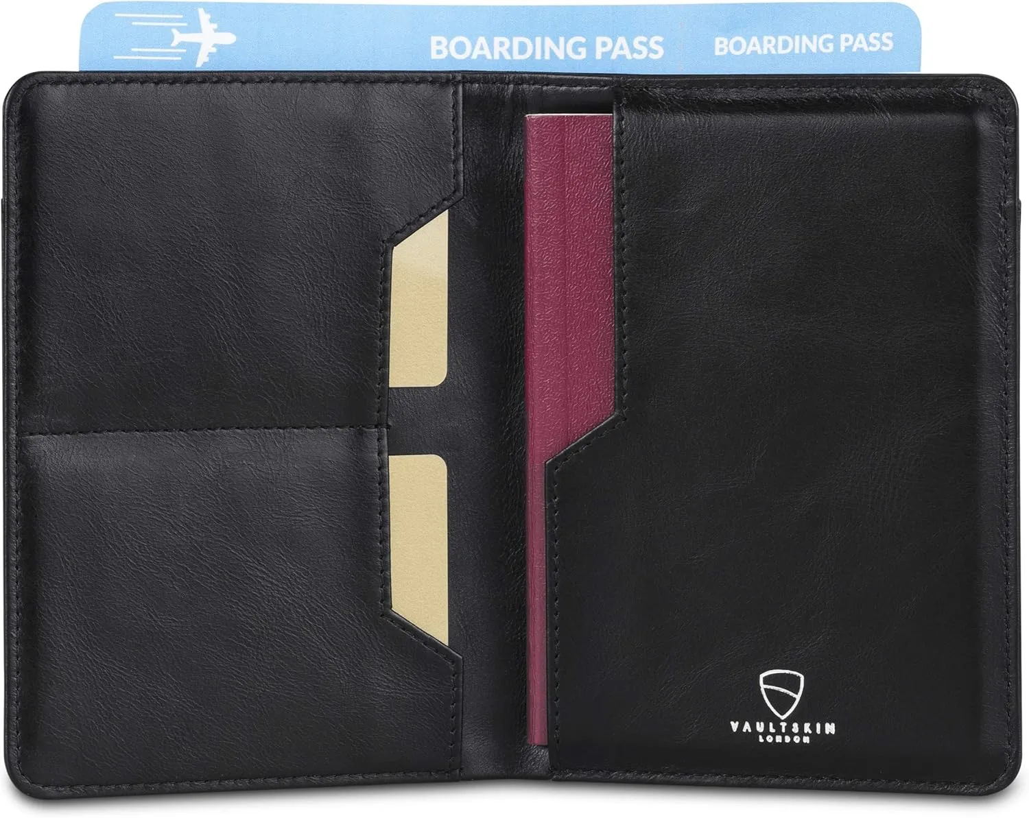Vaultskin Leather Passport Holder, Slim RFID Blocking Travel Wallet for Men and Women, Fits Passport, Credit Cards, ID, Cash, Passport Cover Ideal Travel Accessories with Gift Box