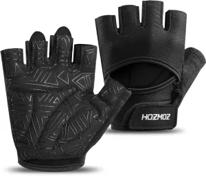 Ventilated Weight Lifting Gloves, Thick Padded Gym Gloves with Full Palm Protection & Grip & Shock Absorption for Women & Men's Fitness Training