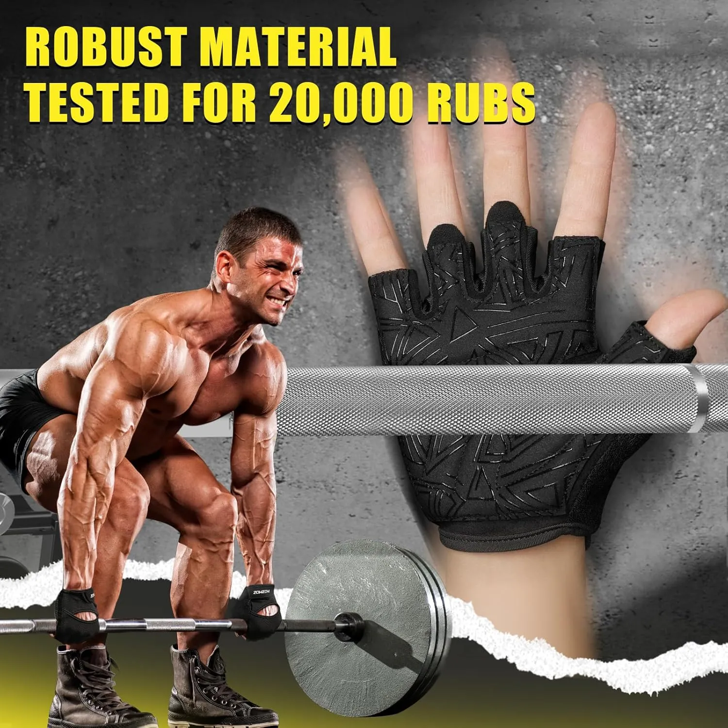 Ventilated Weight Lifting Gloves, Thick Padded Gym Gloves with Full Palm Protection & Grip & Shock Absorption for Women & Men's Fitness Training