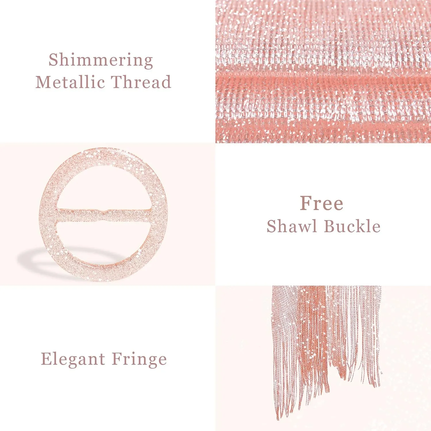 vimate Sparkling Metallic Shawls and Wraps for Evening Party/Wedding/Formal Dresses (With Free Buckle)