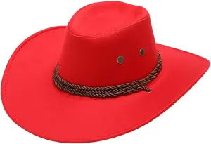Western Cowboy Hat for Women Men Fedora Outdoor Wide Brim Hat Unisex Rolled up Caps Independence Day s Birthday