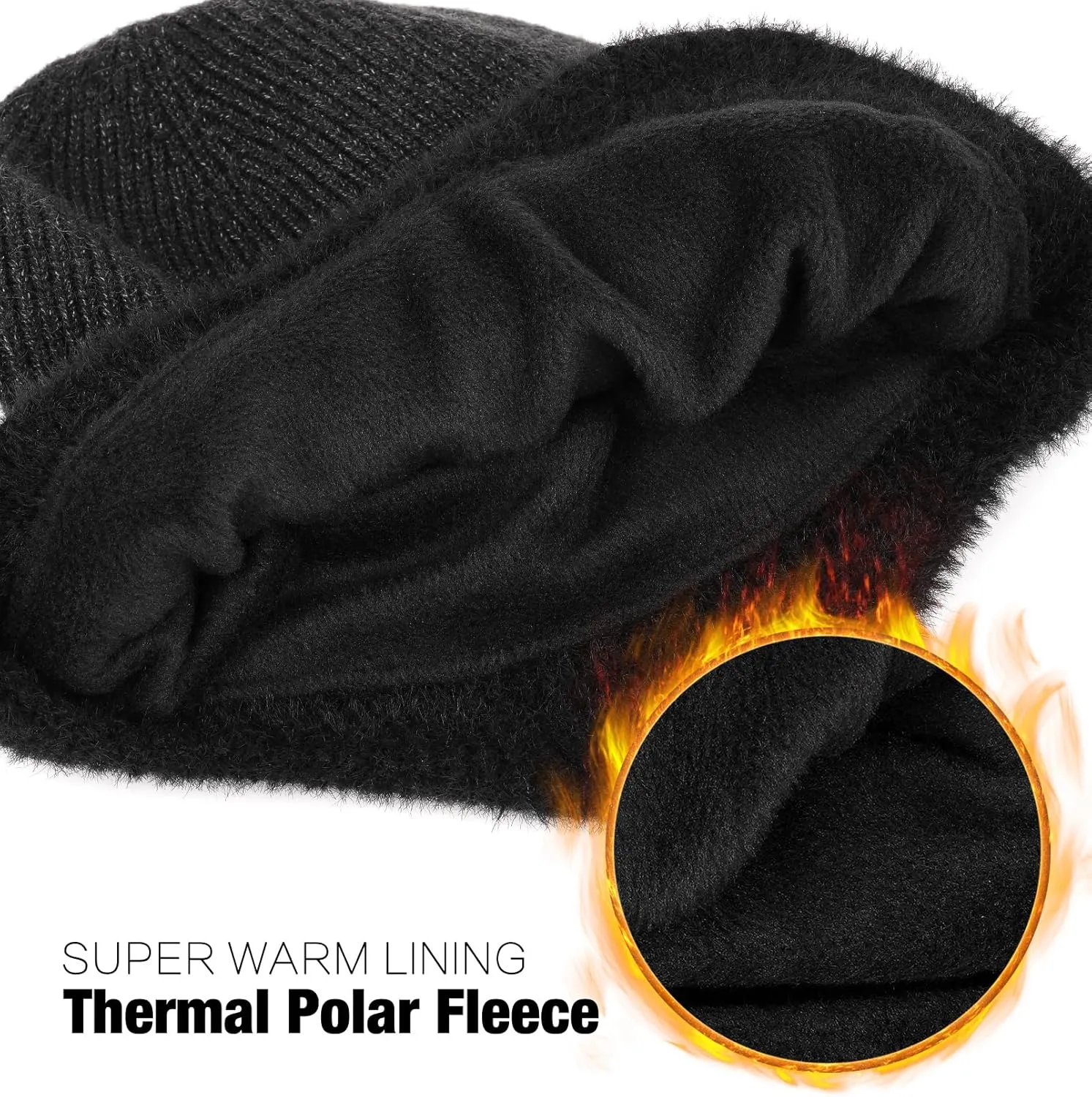 Wmcaps Winter Fleece Line Beanie with Earflap for Men Women, Outdoor Warm Thermal Knitted Hat Stocking Caps