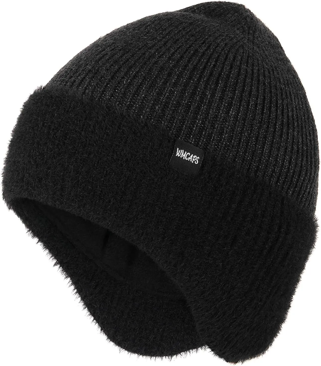 Wmcaps Winter Fleece Line Beanie with Earflap for Men Women, Outdoor Warm Thermal Knitted Hat Stocking Caps