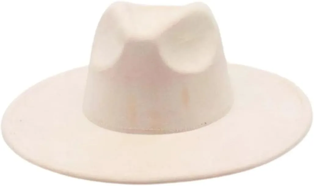 Women's Vintage Round Wide Brim Fedora Hat for Men Women Suede Party Hats Ethnic Style Cap
