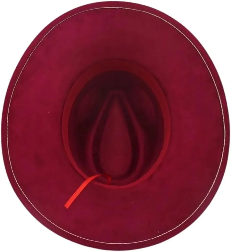 Women's Vintage Round Wide Brim Fedora Hat for Men Women Suede Party Hats Ethnic Style Cap