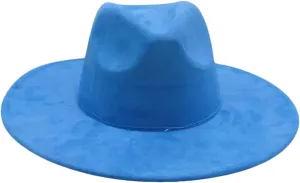 Women's Vintage Round Wide Brim Fedora Hat for Men Women Suede Party Hats Ethnic Style Cap