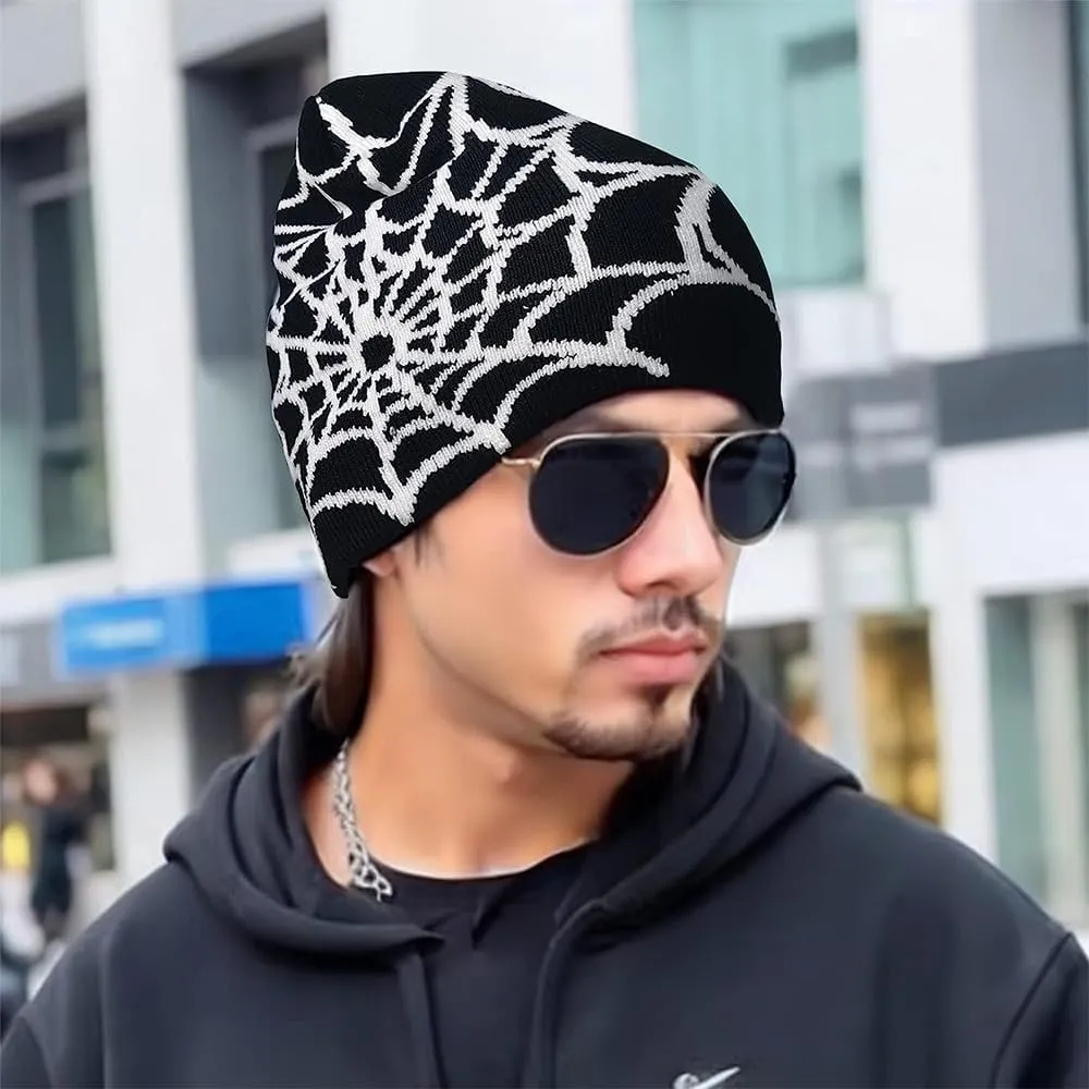 Y2k Spider Beanie Hats MEA Culpa Knitted Hat Streetwear Headwear Winter Wool Acrylic Knit Skull Cap for Men Women